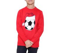 NOROZE Garçons Filles Unisexe Enfants Joyeux noël Renne Élan Père Noël Bus de tournée Écharpe de Silencieux Pom Ours Polaire Pulls de Noël Chandail Pull-Over (11-12 Ans, Football Rouge)