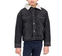 NOROZE Garçons Sherpa Camionneur Veste en denim Enfats Manteau en jean de style occidental Veste en jean (11-12 ans, Noir)