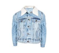 NOROZE Garçons Veste en denim avec col Sherpa détachable Classique Manteau camionneur en jean (11-12 ans, Bleu clair)