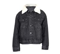 NOROZE Garçons Veste en denim avec col Sherpa détachable Classique Manteau camionneur en jean (11-12 ans, Noir)