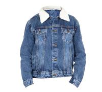 NOROZE Garçons Veste en denim avec col Sherpa détachable Classique Manteau camionneur en jean (7-8 ans, Denim Bleu)