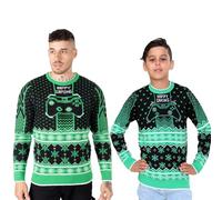 NOROZE Homme Garçon Jeux Pull Unisexe Noël Joueur Rétro Chandail Famille Correspondant à Papa Fils Pullover Pull-Over Haut (11-12 Ans, Manette Vert)