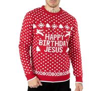 NOROZE Hommes Adultes Nouveauté Nu Père Noël Joyeux Noël Pulls Chandail (M, Happy Birth Day Rouge)