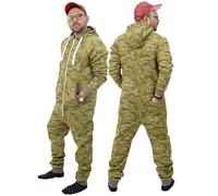 NOROZE Hommes Camouflage et imprimé zèbre élégant Tout en Un Jumpsuit Onesie Une pièce Pyjamas (L, Camo Kaki)