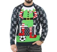 NOROZE Hommes Élan Joyeux noël Pull-Over Renne Elfe Football FC Nouveauté Pull Chandail (M, Elf FC Navy)
