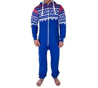 NOROZE Hommes élégant Tout en Un Jumpsuit Onesie Une pièce Pyjamas, Bleu Royal, M
