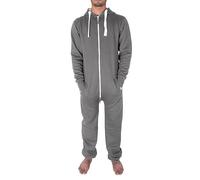 NOROZE Hommes élégant Tout en Un Jumpsuit Onesie Une pièce Pyjamas, Charbon Unie, M