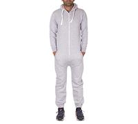NOROZE Hommes élégant Tout en Un Jumpsuit Onesie Une pièce Pyjamas, Gris Unie, XL