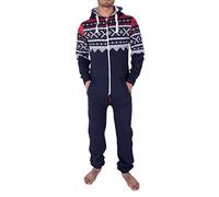 NOROZE Hommes élégant Tout en Un Jumpsuit Onesie Une pièce Pyjamas, Marine, XXL