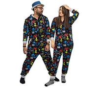 NOROZE Hommes Garçons Jeux Combinaison Grenouillère Unisexe Enfants Pyjamas Tout en Un Ensemble Familiale Jumpsuit Joueur Vêtements d'intérieur Cadeaux pour Femmes Filles (XS, Noir)