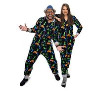 NOROZE Hommes Garçons Jeux Combinaison Grenouillère Unisexe Enfants Pyjamas Tout en Un Ensemble Familiale Jumpsuit Joueur Vêtements d'intérieur Cadeaux pour Femmes Filles (XXL, Marine)