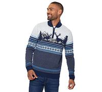 NOROZE Hommes Noël Pull-Over Nouveauté Fair Isle Jumper Gros Tricot Xmas Pull pour Les Femmes Unisex (XXL, Cerf Marine)