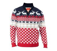 NOROZE Hommes Noël Pull-Over Nouveauté Fair Isle Jumper Gros Tricot Xmas Pull pour Les Femmes Unisex (S, 4 Renne Marine)