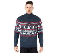 NOROZE Hommes Noël Pull-Over Nouveauté Fair Isle Jumper Gros Tricot Xmas Pull pour Les Femmes Unisex (XXL, Marine)