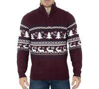 NOROZE Hommes Noël Pull-Over Nouveauté Fair Isle Jumper Gros Tricot Xmas Pull pour Les Femmes Unisex (XL, Bourgogne)