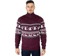 NOROZE Hommes Noël Pull-Over Nouveauté Fair Isle Jumper Gros Tricot Xmas Pull pour Les Femmes Unisex (L, Bourgogne)