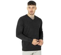 NOROZE Hommes Pull-Over Col en V Plaine Classique Pull tricoté Chandail Pullover Sweat-Shirt tricoté (4XL, Noir)