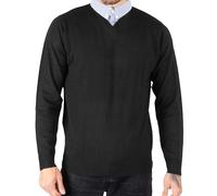 NOROZE Hommes Pull-Over Faux col Manche Longue Pull tricoté Chandail Pullover Sweat-Shirt (M, Noir)