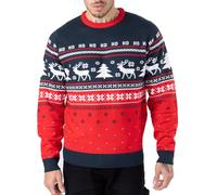 NOROZE Hommes Pulls de Noël Fair Isle Sapin de Noël Renne Flocons de Neige Hoho Nouveauté Pull-Over Chandail Pullover tricoté (L, Hoho Renne Arbre Marine)