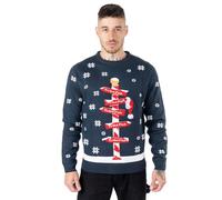 NOROZE Hommes Pulls de Noël Xmas Père Noël Au Bar Renne Nouveauté Unisexe Pull-Over Haut Chandail Pullover tricoté (XXL, to The Pub Sondage Marine)
