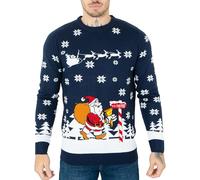 NOROZE Hommes Pulls de Noël Xmas Père Noël Au Bar Renne Nouveauté Unisexe Pull-Over Haut Chandail Pullover tricoté (XL, Père Noël to The Pub Marine)