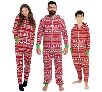 NOROZE Noël Combinaison Grenouillère Famille Correspondant à Ensemble Vacances Pyjama Cadeaux pour Hommes Femmes garçons Filles Vêtements d'intérieur Jumpsuit (11-12 Ans, Enfants Renne Rouge)