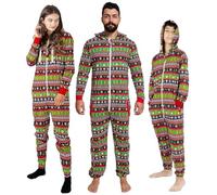 NOROZE Noël Combinaison Grenouillère Famille Correspondant à Ensemble Vacances Pyjama Cadeaux pour Hommes Femmes garçons Filles Vêtements d'intérieur Jumpsuit (L, Papa Pain d'épice Rouge)