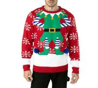 NOROZE Pull de Noël tricoté Fantaisie pour Homme | Pull Moche | Pull de Noël Lumineux d'hiver avec col Rond et Manches Longues (M, Rojo)