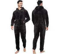 NOROZE Pyjama à Capuche en Polaire épaisse et Douce pour Homme (S, Noir)