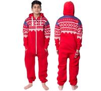 NOROZE Pyjama à Capuche Mixte Combinaison Une Pièce Onesie pour Enfants Garçons Filles (11-12 Ans, Aztèque Rouge)