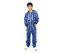 NOROZE Pyjama à Capuche Mixte Combinaison Une Pièce Onesie pour Enfants Garçons Filles (11-12 Ans, Camouflage Bleu)