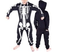 NOROZE Pyjama à Capuche Mixte Combinaison Une Pièce Onesie pour Enfants Garçons Filles (9-10 Ans, Plaine Squelette Noir)