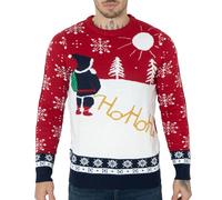 NOROZE rétro Laid Vilain Étoffes de Noël Pull Pull-Over Chandail pour Homme Unisexe (XXL, Ho Ho Santa- Rouge)