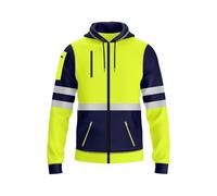 NOROZE Sweat à Capuche Haute visibilité avec Fermeture éclair sur Le Devant pour Homme Bande réfléchissante - Haute visibilité - avec Fermetures éclair (XXL, Style 1: Vert Fluo/Marine)