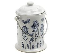 Norpro Bac à Compost en céramique - Bleu et Blanc - 3 litres