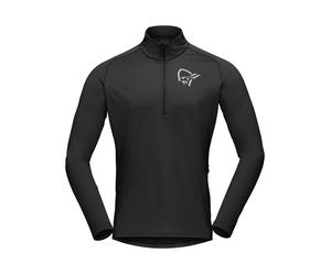 Norrona - Maillot manches longues de VTT - Fjora Equaliser Zip Neck M'S Caviar Black pour Homme - Taille M - Noir Noir M