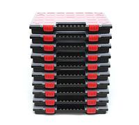 NORS16 Lot de 10 boîtes de rangement pour petites pièces, avec poignée ergonomique, compartiments réglables, empilables, en plastique, 39,9 x 30,3 x 5 cm