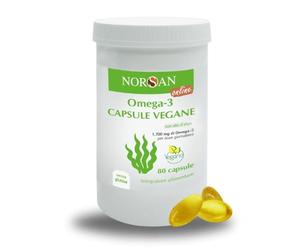 NORSAN Premium omega 3 vegan capsules 80 pièces / 1.700mg oméga 3 par dose journalière / omega3 végétalien avec 420 mg d'EPA & 840mg de DHA/vegan omega 3 issu de l'agriculture durable