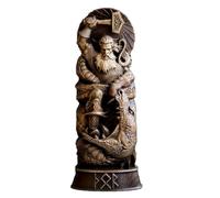 Norse Dieu Statue Idole Vidar Statue en résine synthétique 10 x 6 x 22 cm Odin / Thors / Loki / Freyja pour la maison Armoire à vin Étagère Bibliothèque Décoration de la maison (Thor 1, résine)