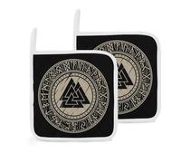 Norse Mythology Viking Ancient Celtic Knot Symbol 2 Pack Pot Holders for Kitchen Heat Resistant Oven Hot Pads for Cooking Baking