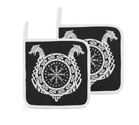 Norse Mythology Viking Ancient Celtic Knot Symbol 2 Pack Pot Holders for Kitchen Heat Resistant Oven Hot Pads for Cooking Baking