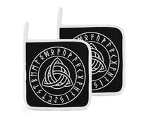 Norse Mythology Viking Ancient Celtic Knot Symbol 2 Pack Pot Holders for Kitchen Heat Resistant Oven Hot Pads for Cooking Baking