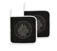 Norse Mythology Viking Ancient Celtic Knot Symbol 2 Pack Pot Holders for Kitchen Heat Resistant Oven Hot Pads for Cooking Baking