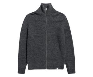 Norse Projects - Hagen Wool Cotton Rib Full Zip Jacket - Homme - Pulls - Gris - Taille: L