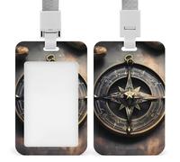 Norse Runes Porte-badge vertical en forme de boussole avec lanière détachable et robuste pour infirmière, officier, enseignant