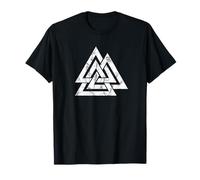 Norse & Viking par yuma - T-Shirt Valknut, Odin, noeud celtique, Viking, mythologie nordique - Unisex-Adulte - Noir - Small - Manche courte - T-Shirt - 1 Count