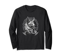 Norse Wolf Portrait Viking Rune Cercle Mythique Animal Art Manche Longue