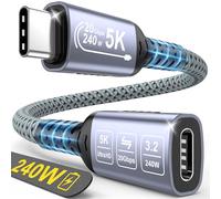 NORSHY Rallonge USB C 240W, 0.5m Câble d'extension USB-C 3.2 Gen 2 Charge Rapide 20Gbps, Vidéo 5K/4K@60Hz Extendeur Compatible avec iPhone 17 16 15 Pro Max, M acBook Pro, Steam Deck, PSVR2 Hub
