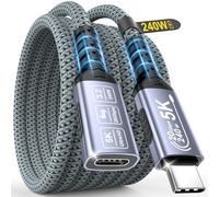 NORSHY Rallonge USB C 240W, 1.5m Câble d'extension USB-C 3.2 Gen 2 Charge Rapide 20Gbps, Vidéo 5K/4K@60Hz Extendeur Compatible avec iPhone 17 16 15 Pro Max, M acBook Pro, Steam Deck, PSVR2 Hub
