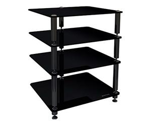 NorStone Bergen Meuble Hifi 4 tablettes modulables Pointes et Contre-pointes Finition Noir Laqué
